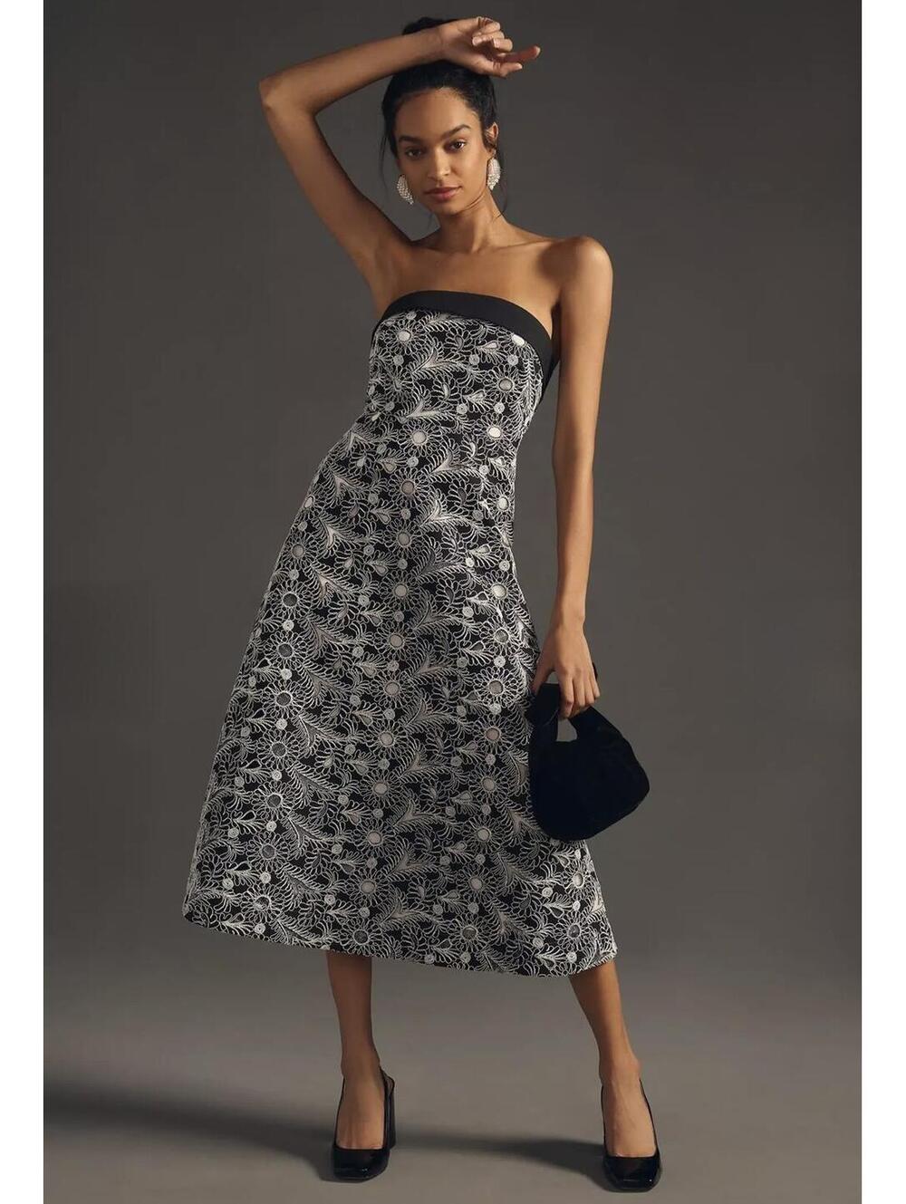 NWT Anthropologie Maeve Strapless Lace Cutout Dress size 14